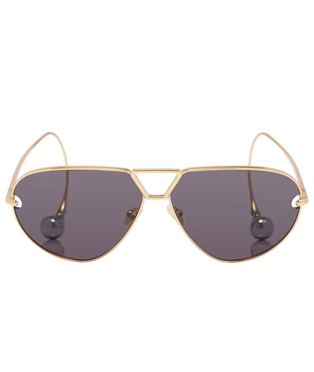 BOTTEGA VENETA Золотые металлические солнцезащитные очки, фото 1