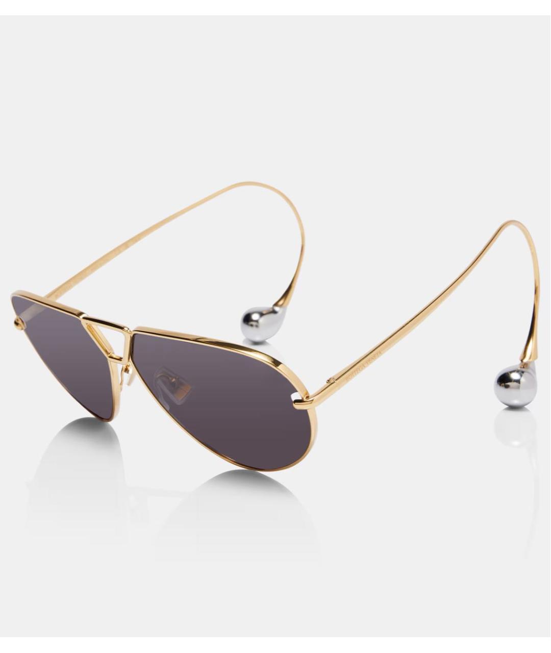 BOTTEGA VENETA Золотые металлические солнцезащитные очки, фото 2
