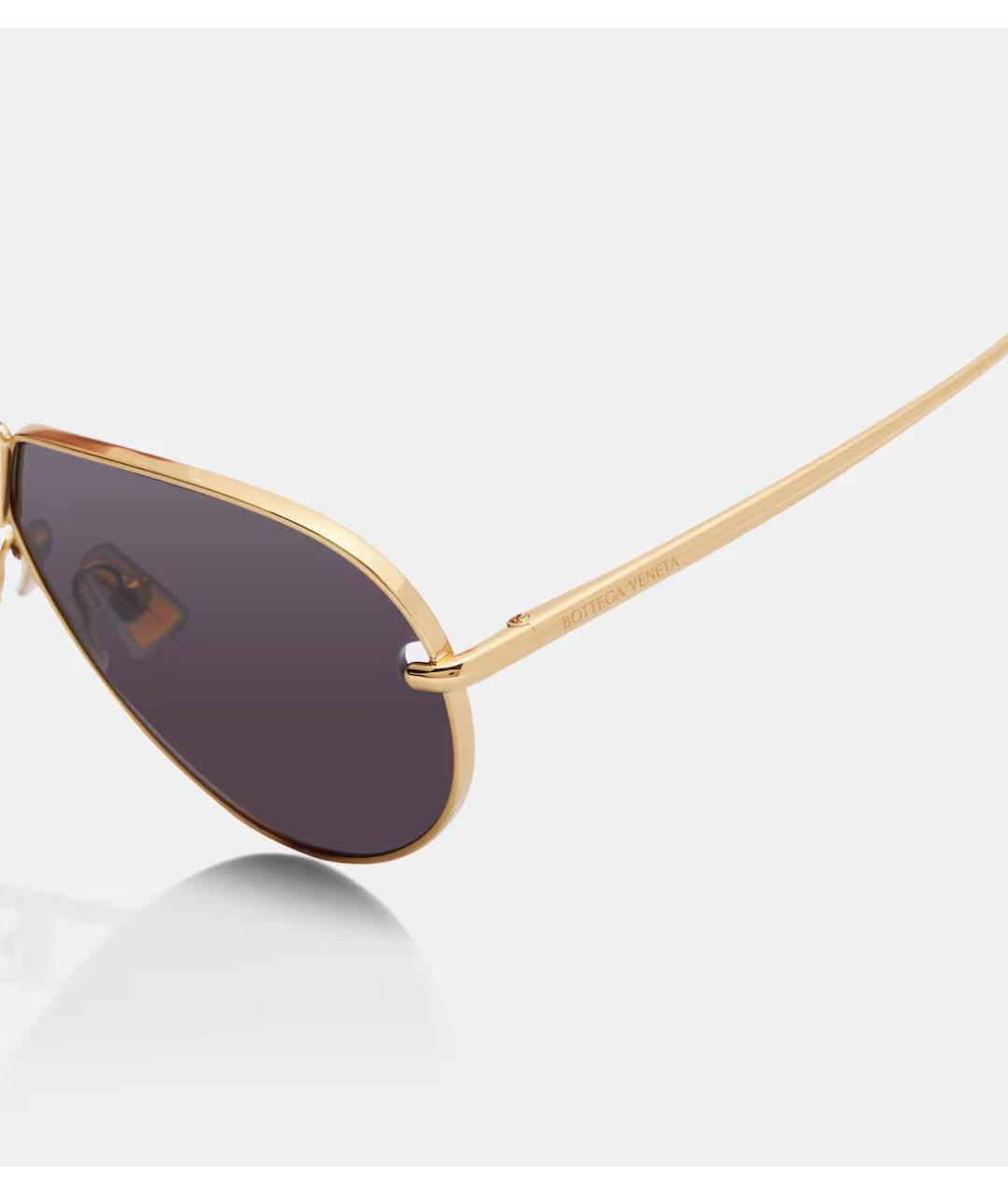 BOTTEGA VENETA Золотые металлические солнцезащитные очки, фото 3