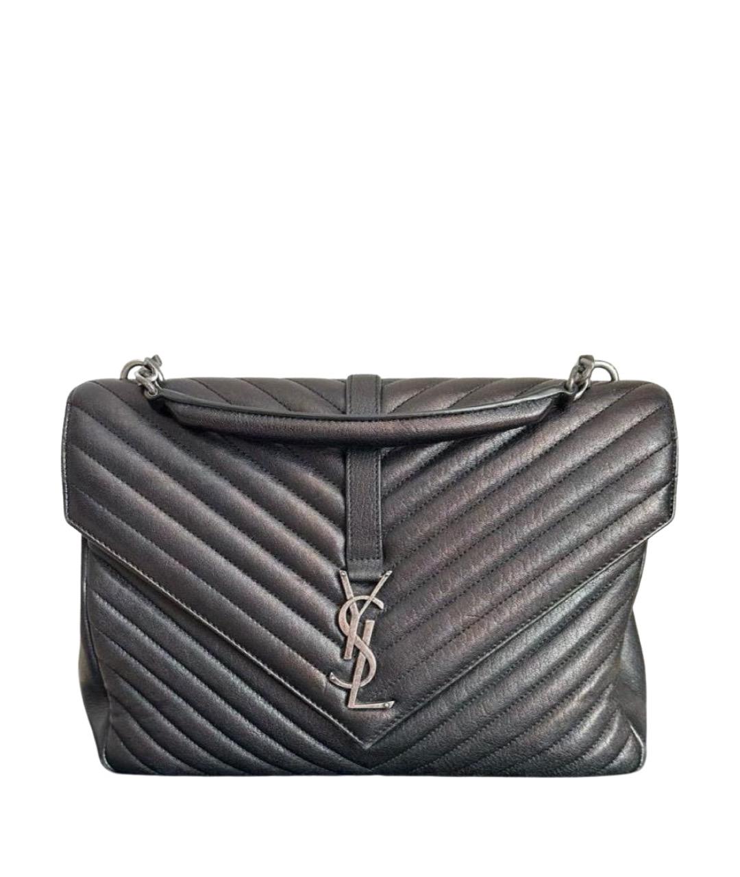 SAINT LAURENT Черная кожаная сумка через плечо, фото 1