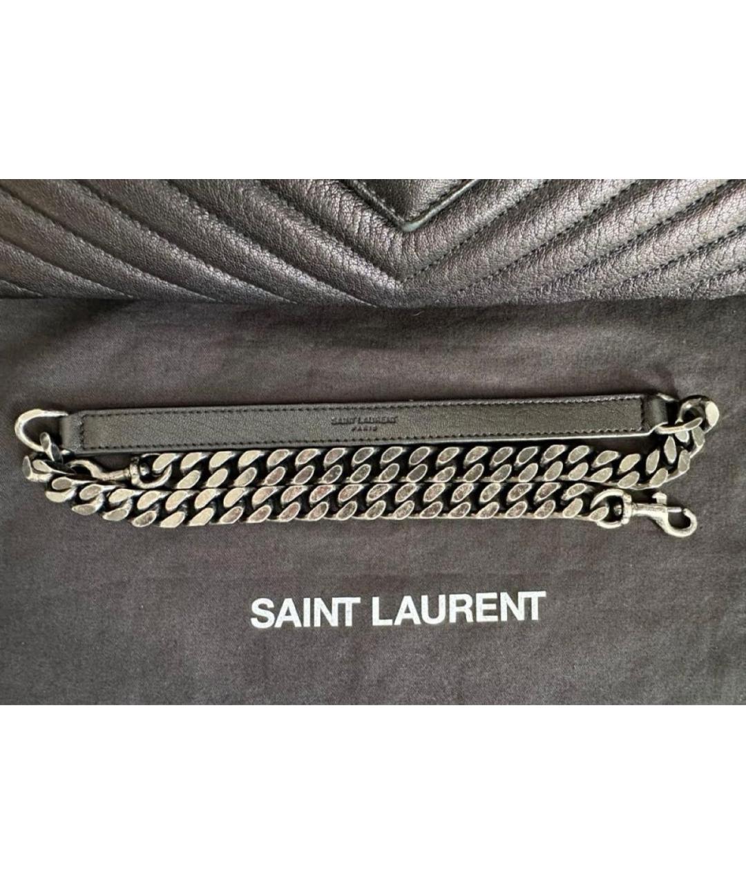 SAINT LAURENT Черная кожаная сумка через плечо, фото 5