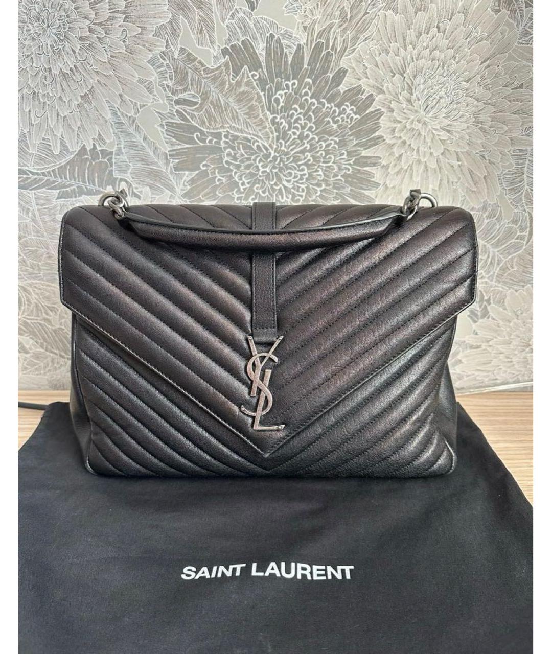 SAINT LAURENT Черная кожаная сумка через плечо, фото 9