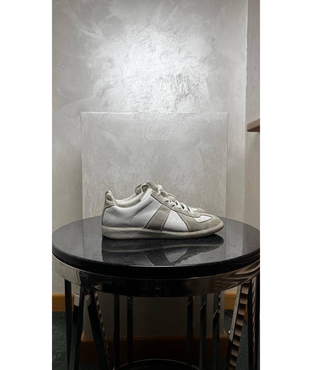 MAISON MARGIELA Белые замшевые низкие кроссовки / кеды, фото 4