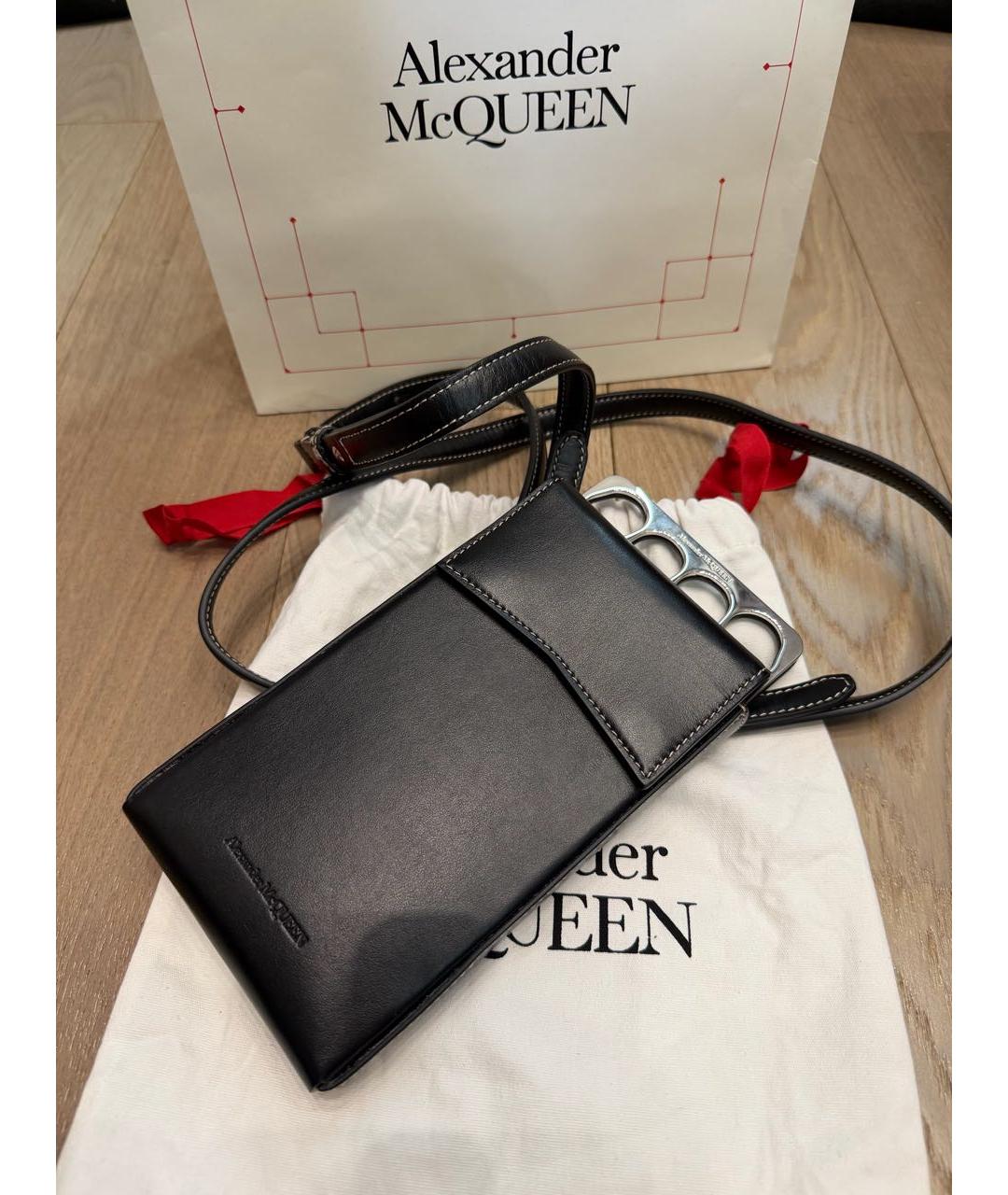 ALEXANDER MCQUEEN Черная кожаная сумка на плечо, фото 2