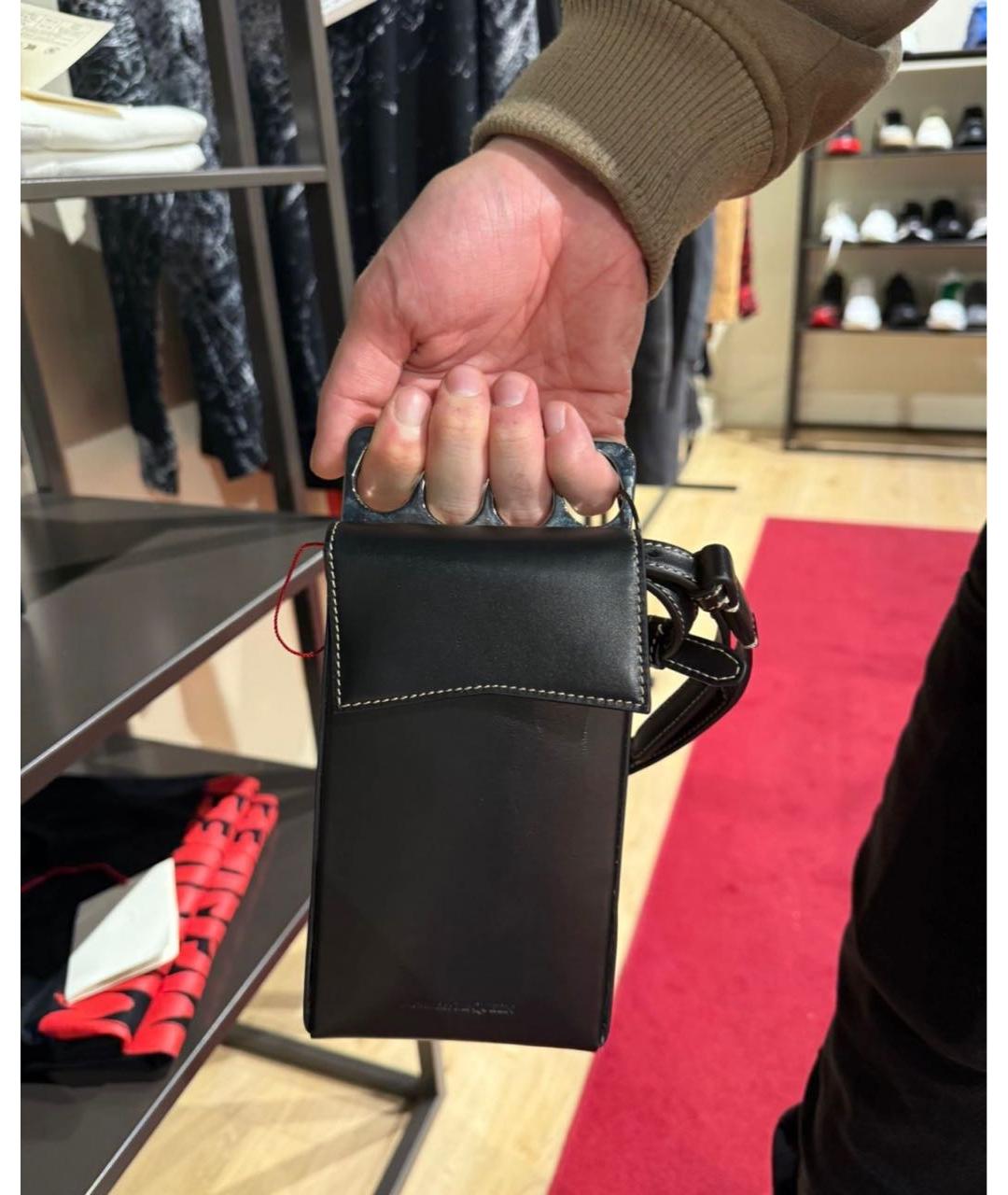 ALEXANDER MCQUEEN Черная кожаная сумка на плечо, фото 4