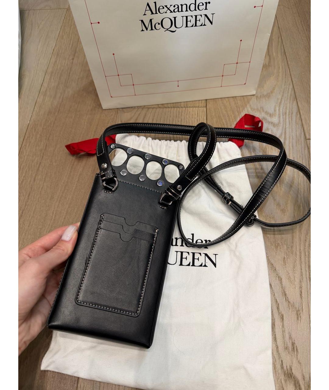 ALEXANDER MCQUEEN Черная кожаная сумка на плечо, фото 3