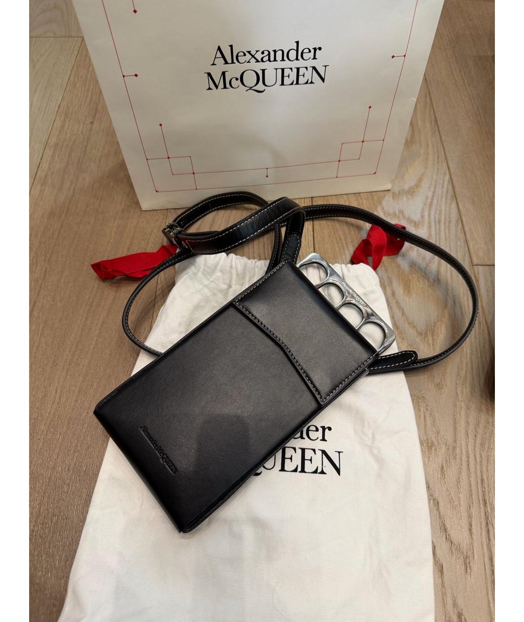 ALEXANDER MCQUEEN Черная кожаная сумка на плечо, фото 7