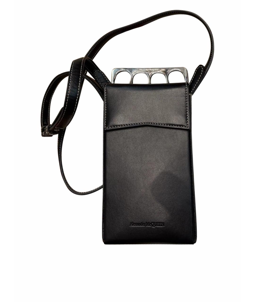 ALEXANDER MCQUEEN Черная кожаная сумка на плечо, фото 1