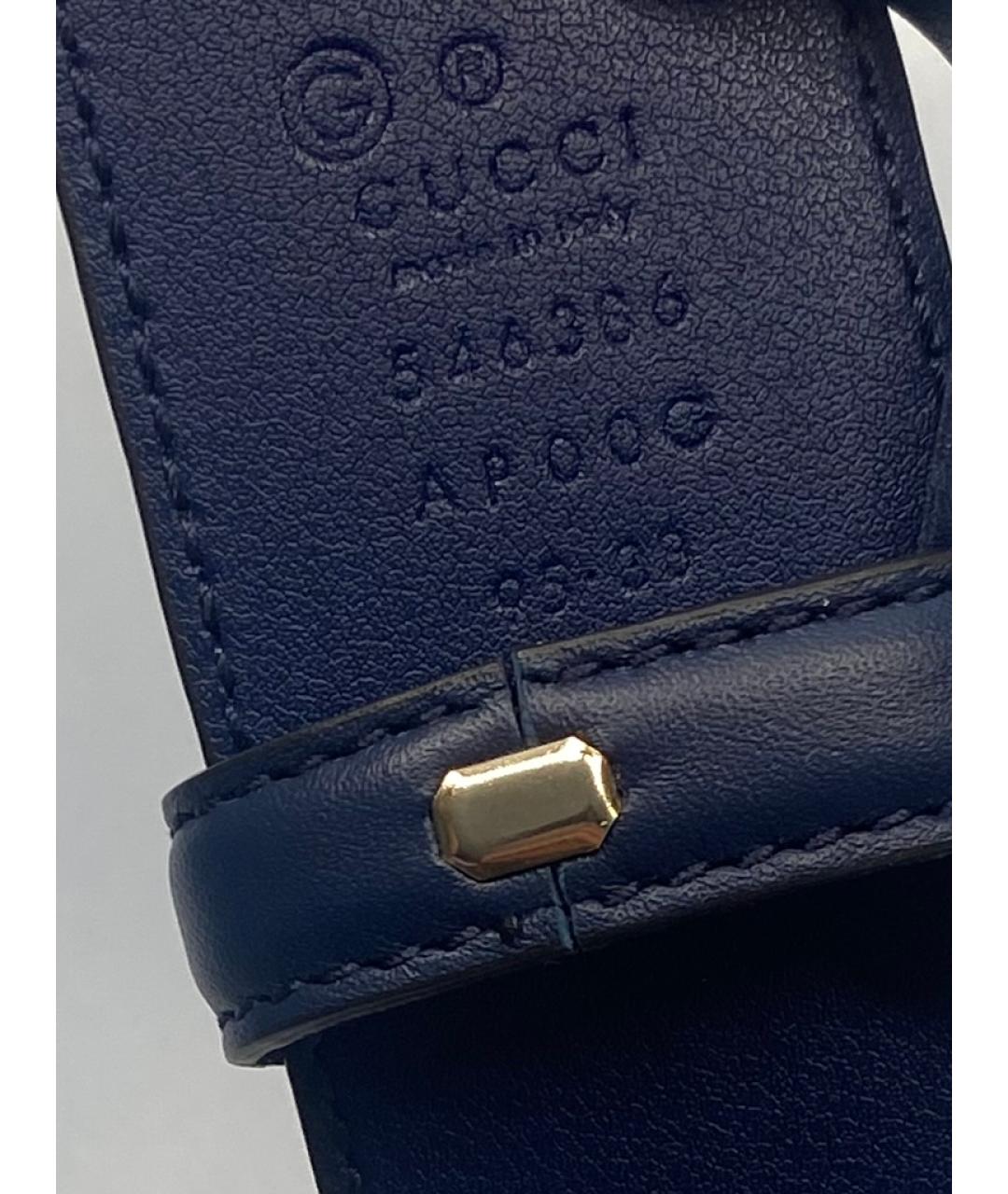 GUCCI Темно-синий кожаный ремень, фото 4