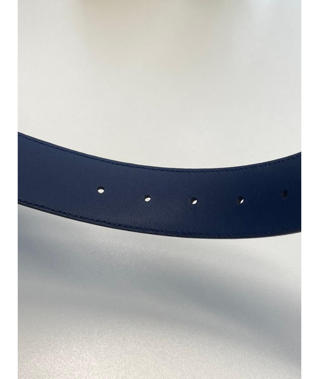 GUCCI Темно-синий кожаный ремень, фото 5
