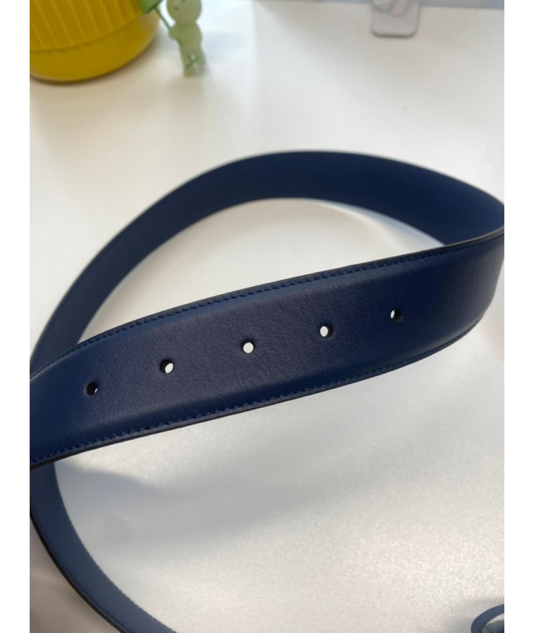 GUCCI Темно-синий кожаный ремень, фото 6