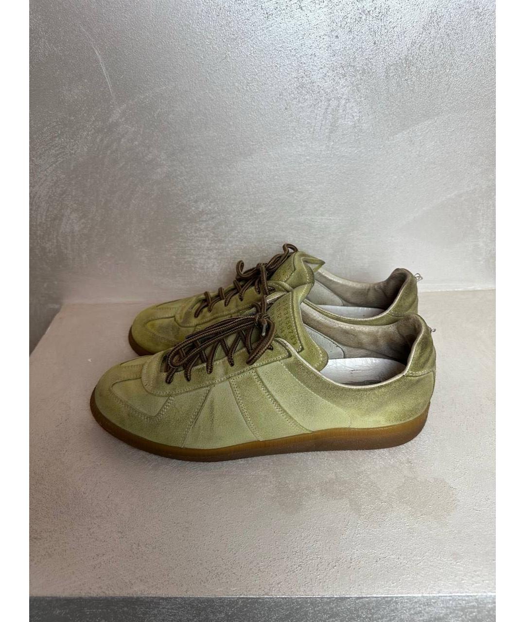 MAISON MARGIELA Зеленые замшевые низкие кроссовки / кеды, фото 3