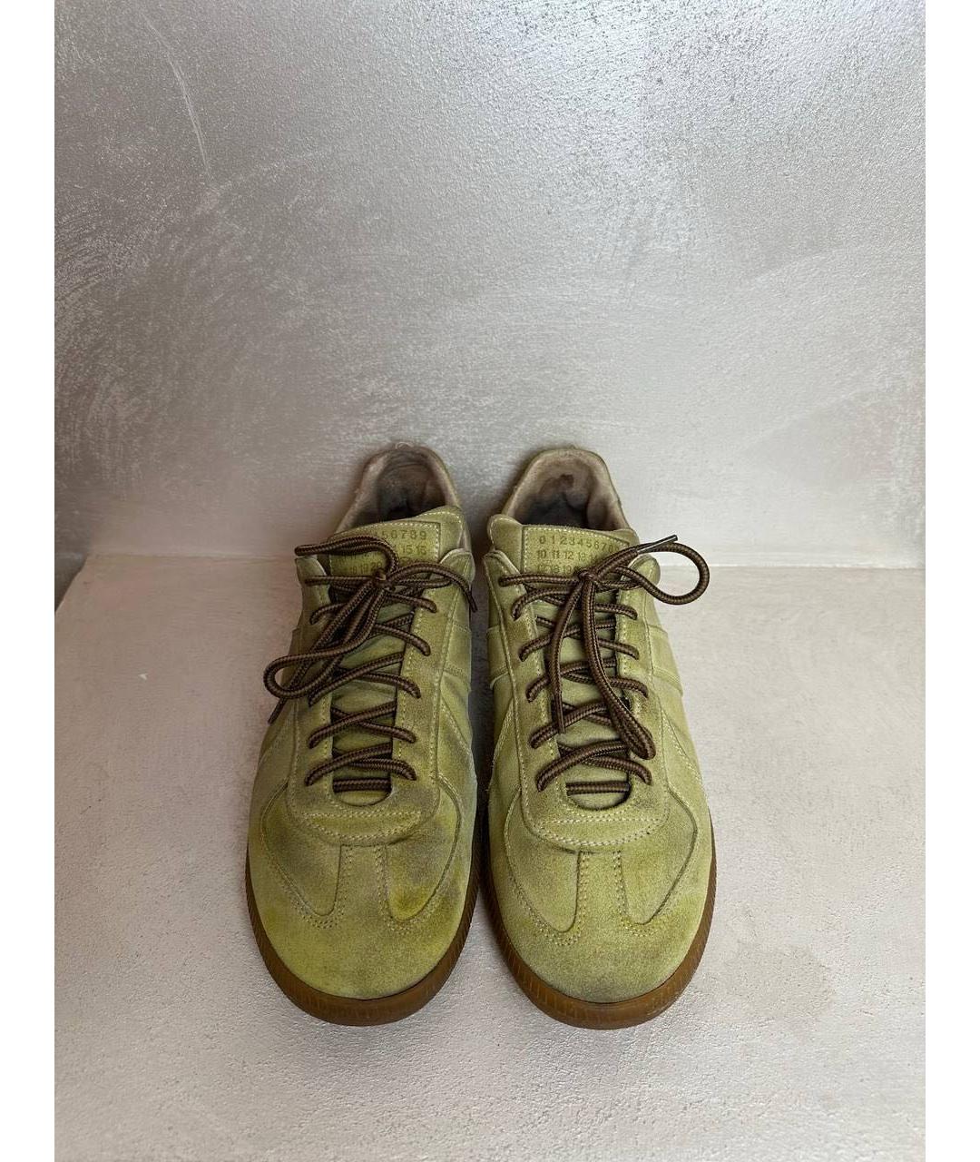 MAISON MARGIELA Зеленые замшевые низкие кроссовки / кеды, фото 2