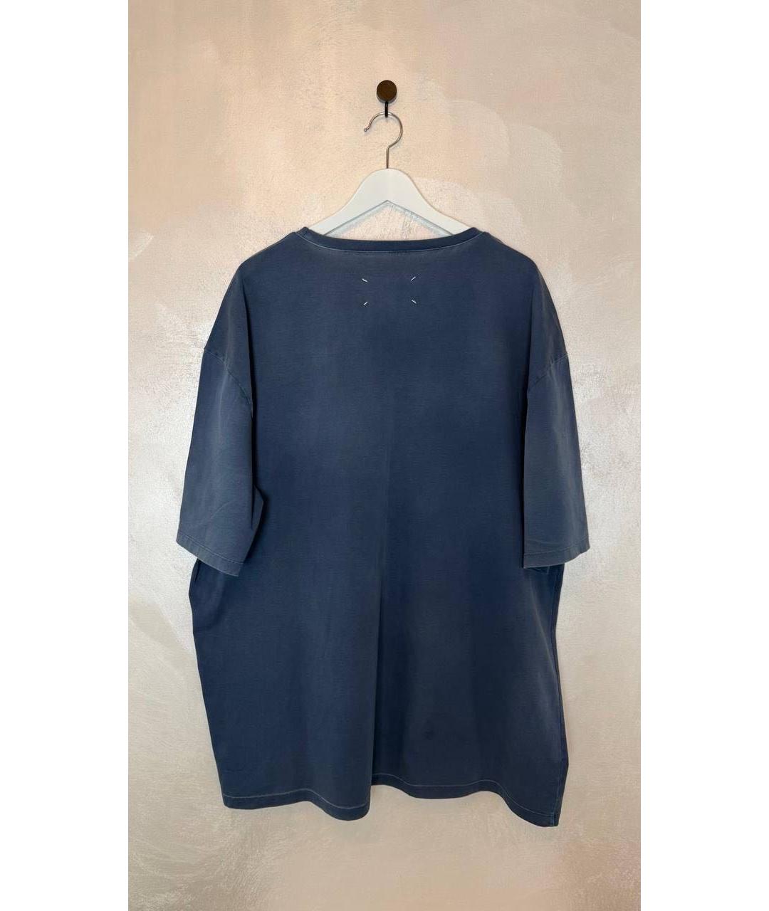 MAISON MARGIELA Темно-синяя хлопковая футболка, фото 2