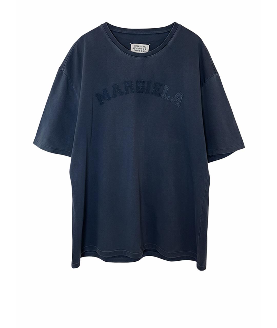 MAISON MARGIELA Темно-синяя хлопковая футболка, фото 1