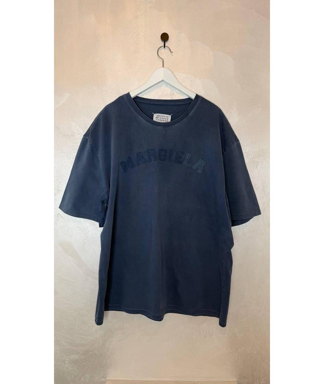MAISON MARGIELA Темно-синяя хлопковая футболка, фото 3
