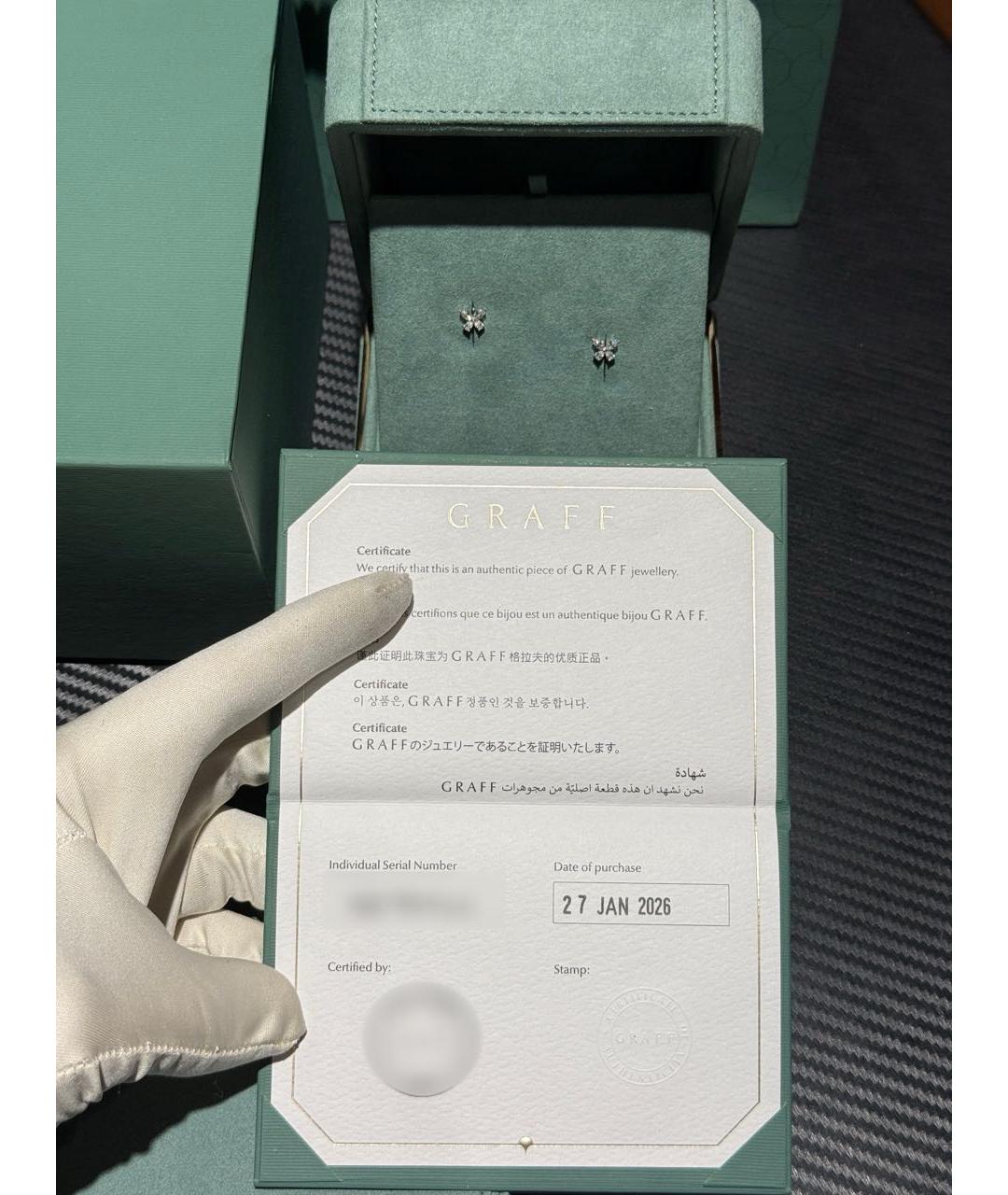 GRAFF Серебряные серьги из белого золота, фото 6