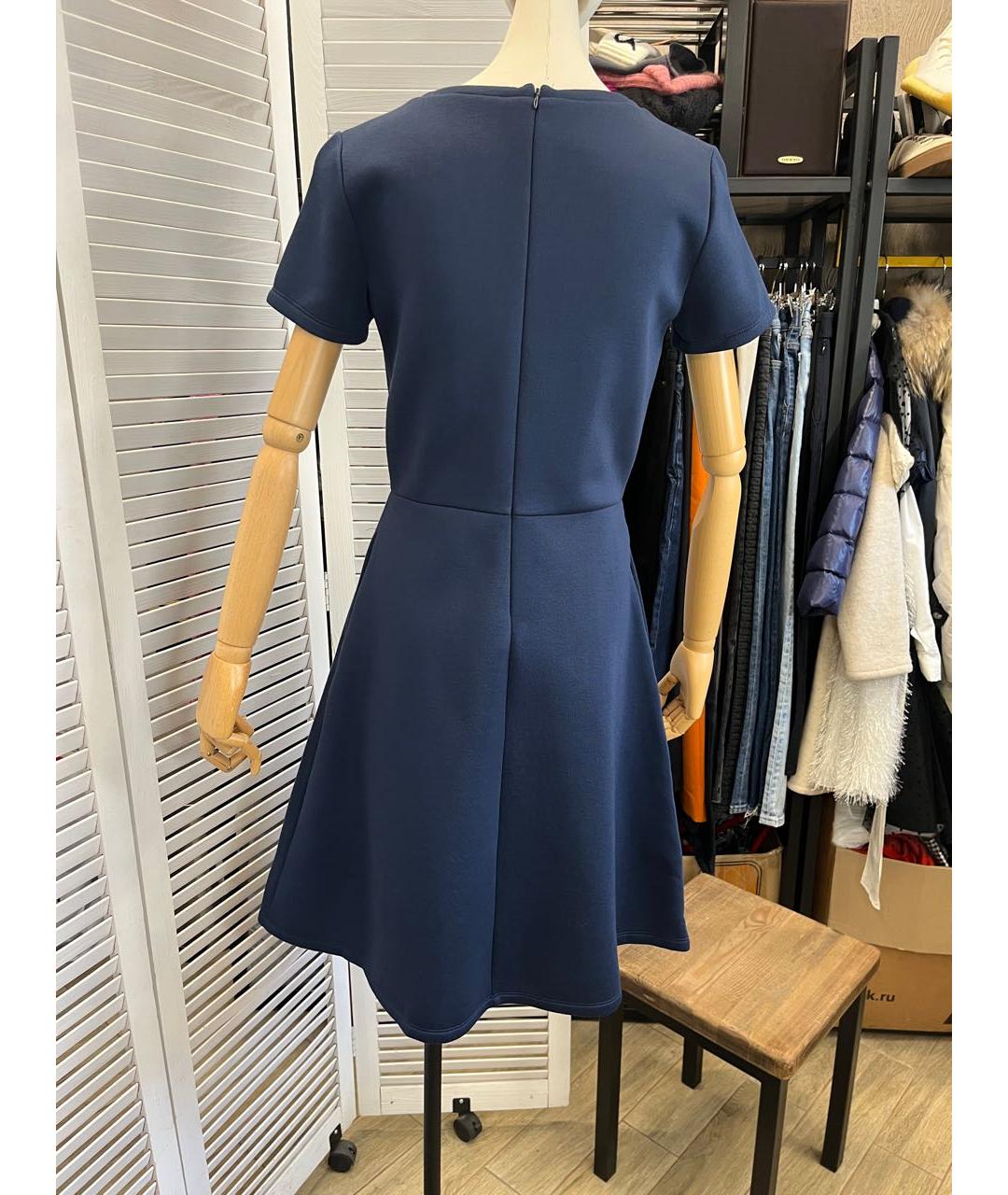 WEEKEND MAX MARA Темно-синее хлопко-эластановое повседневное платье, фото 3