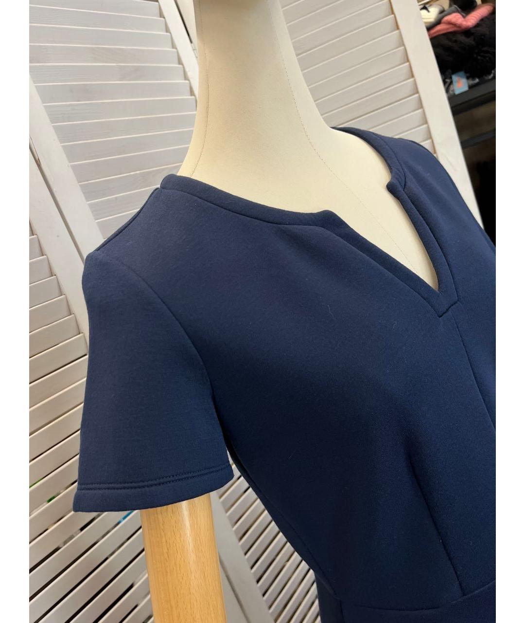 WEEKEND MAX MARA Темно-синее хлопко-эластановое повседневное платье, фото 2