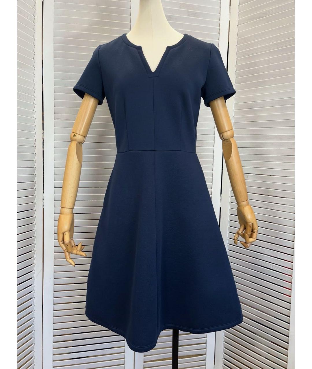 WEEKEND MAX MARA Темно-синее хлопко-эластановое повседневное платье, фото 9