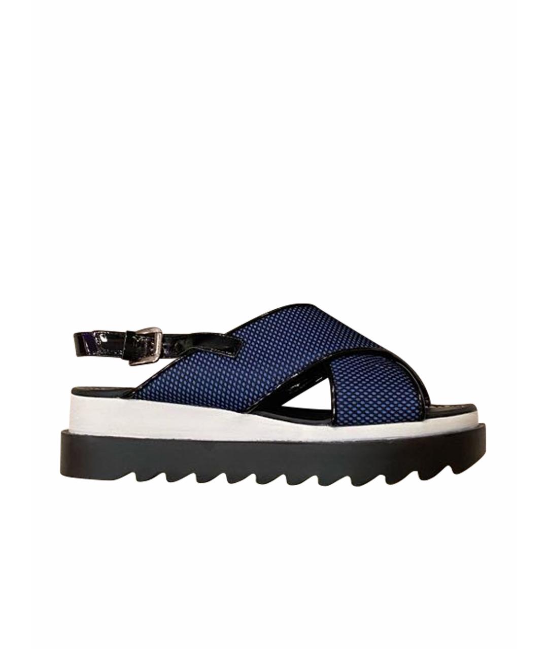 POLLINI Синие кожаные сандалии, фото 1