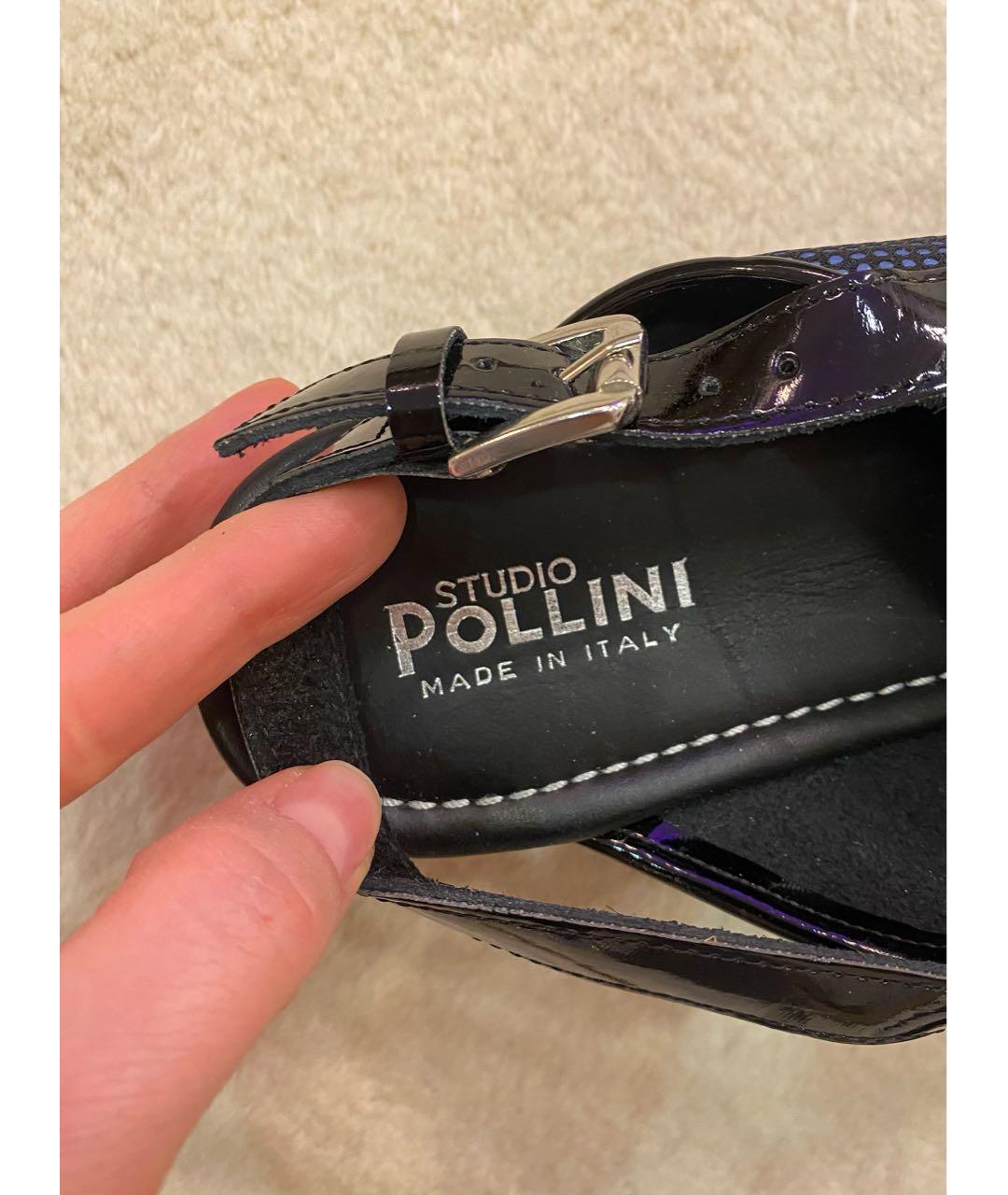 POLLINI Синие кожаные сандалии, фото 4