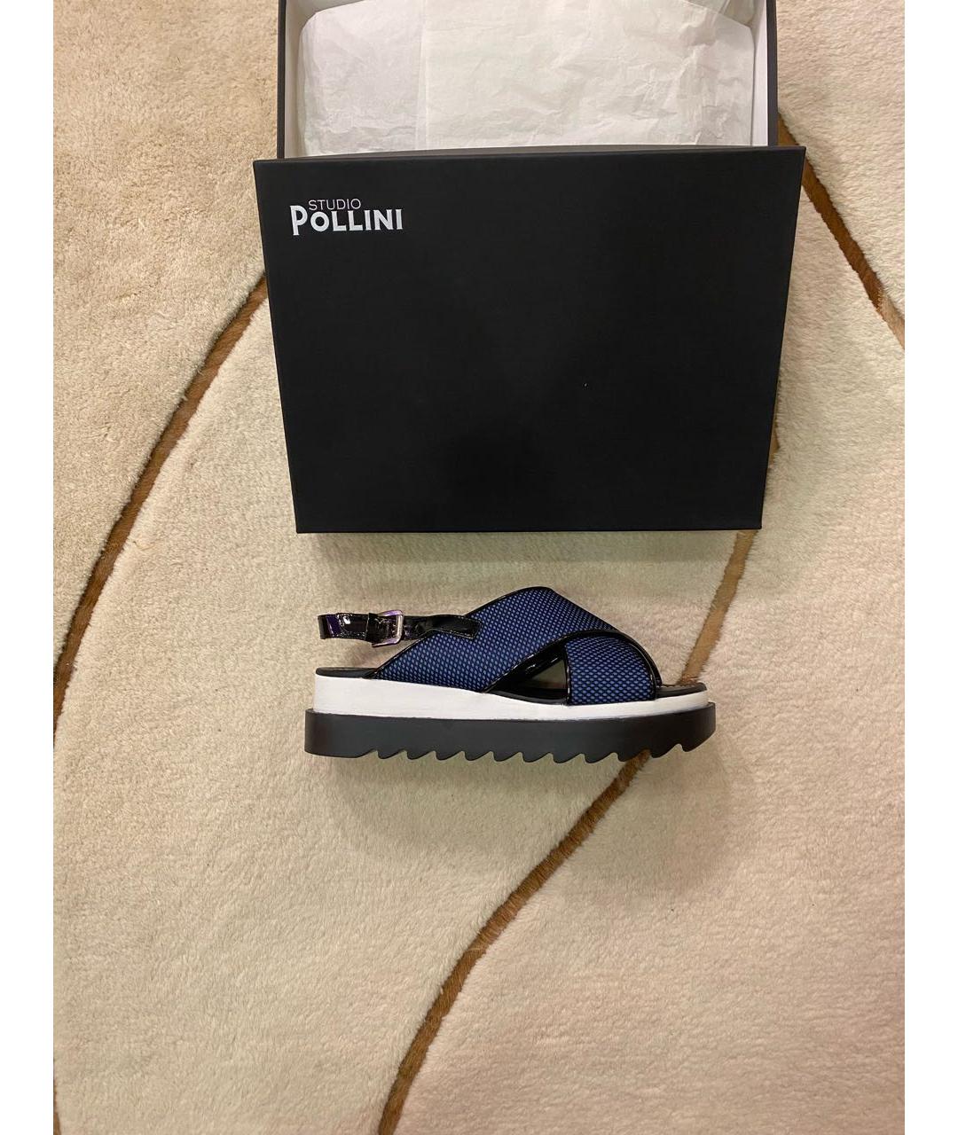 POLLINI Синие кожаные сандалии, фото 9