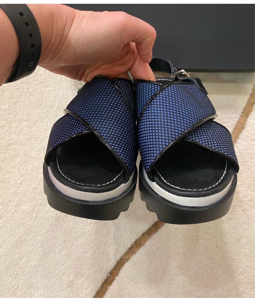 POLLINI Синие кожаные сандалии, фото 3