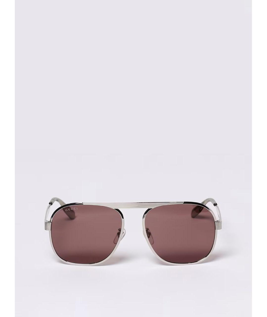 GUCCI Серебряные металлические солнцезащитные очки, фото 3