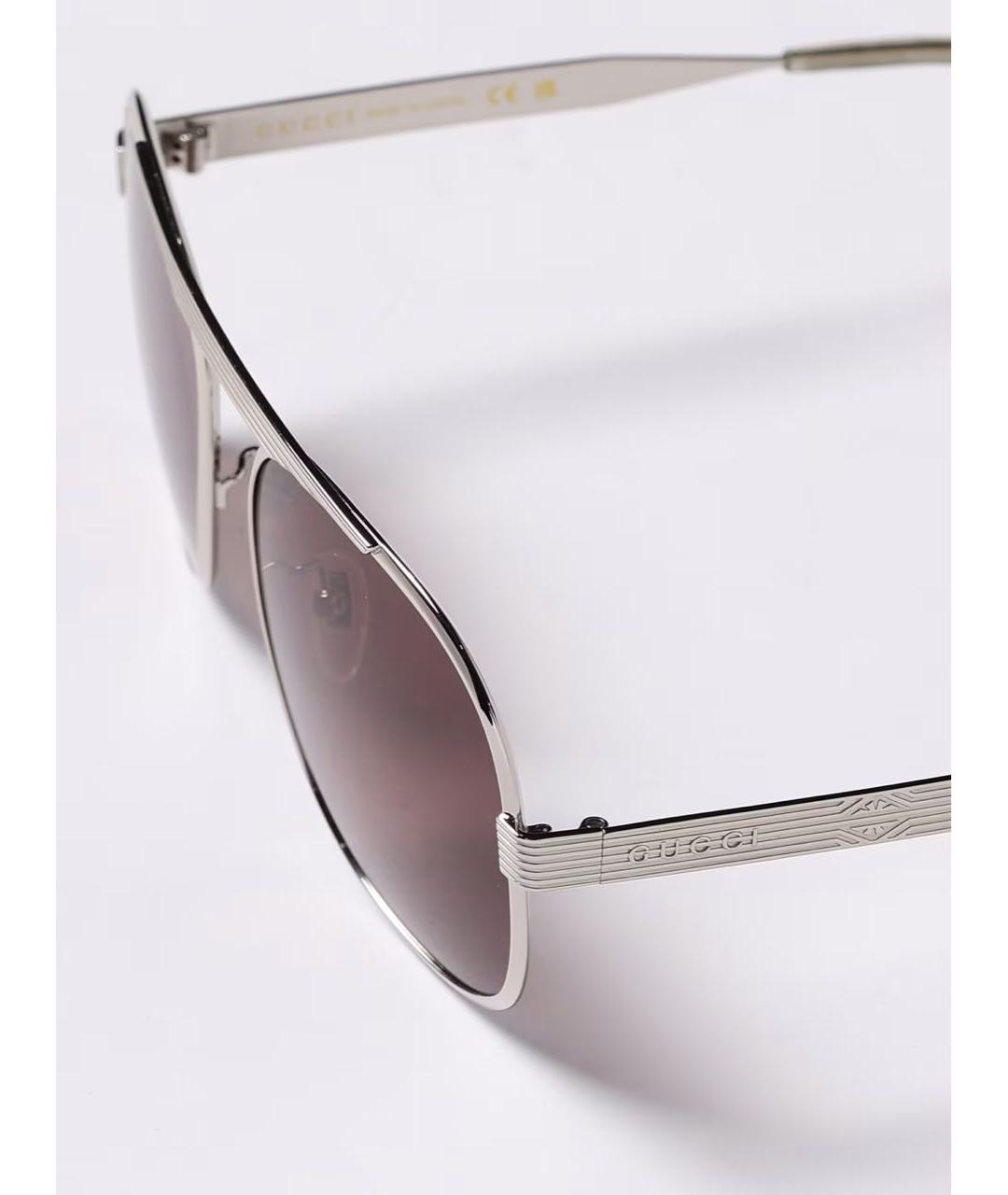 GUCCI Серебряные металлические солнцезащитные очки, фото 4