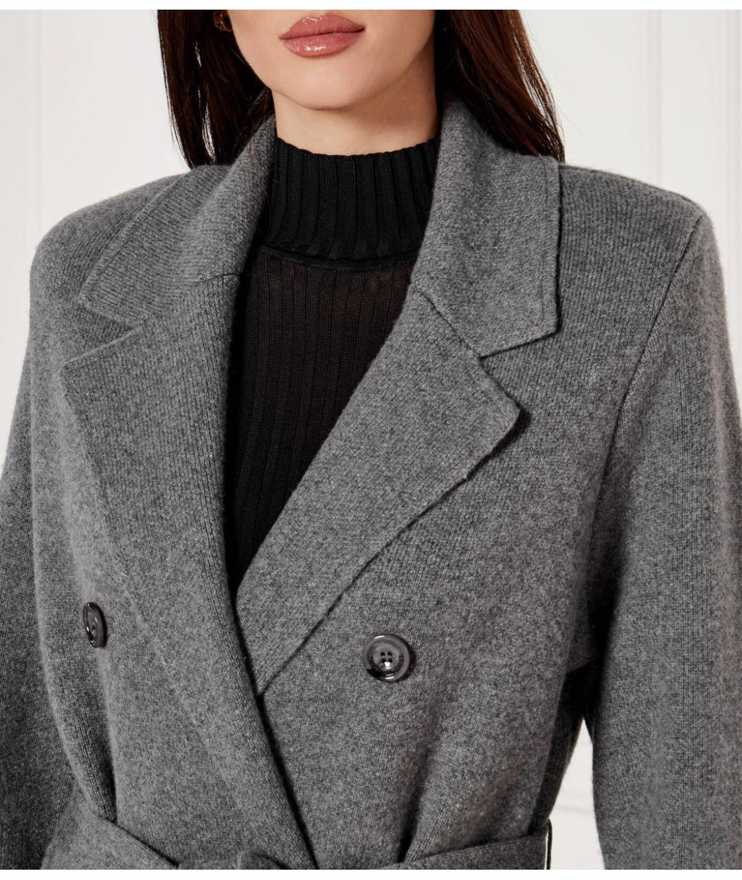 ELISABETTA FRANCHI Серое пальто, фото 3