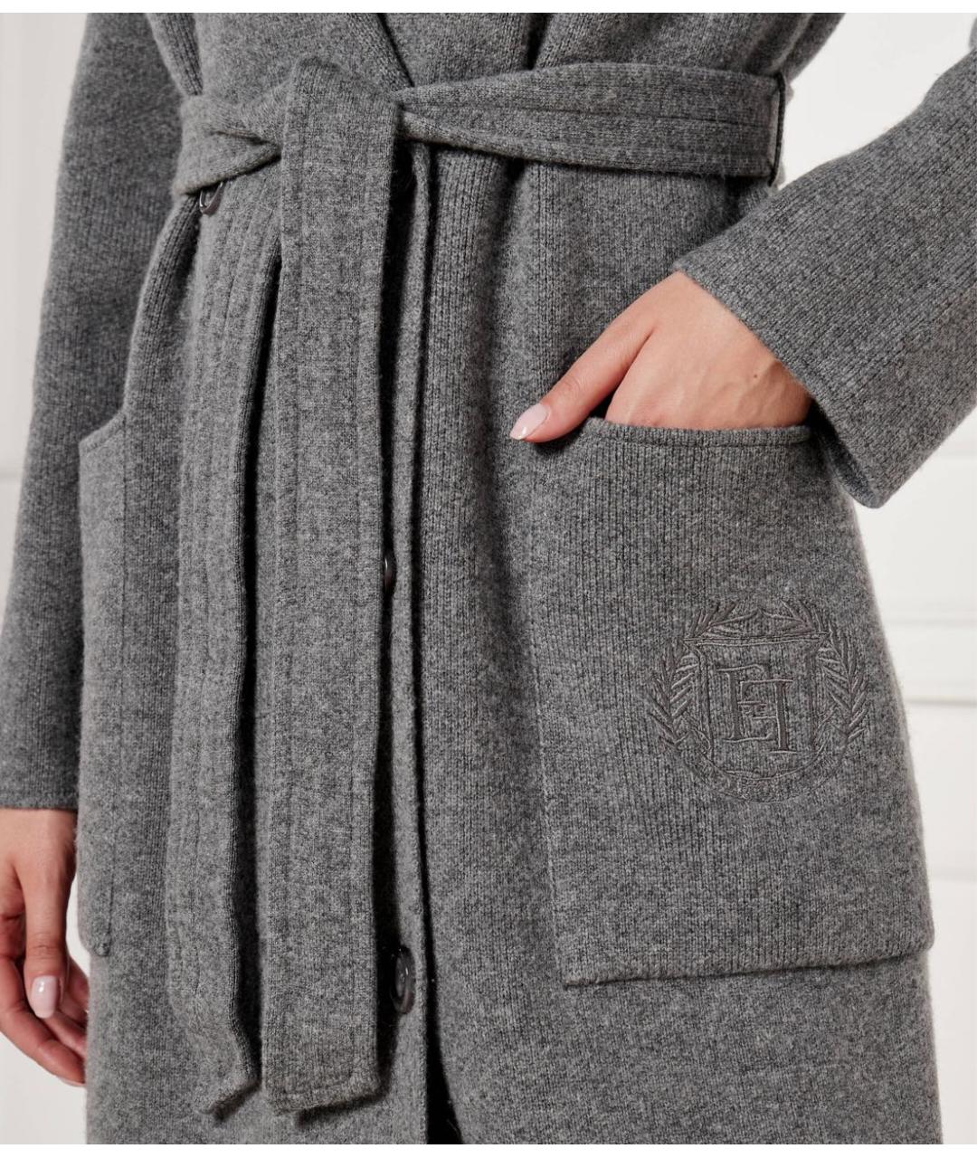 ELISABETTA FRANCHI Серое пальто, фото 4