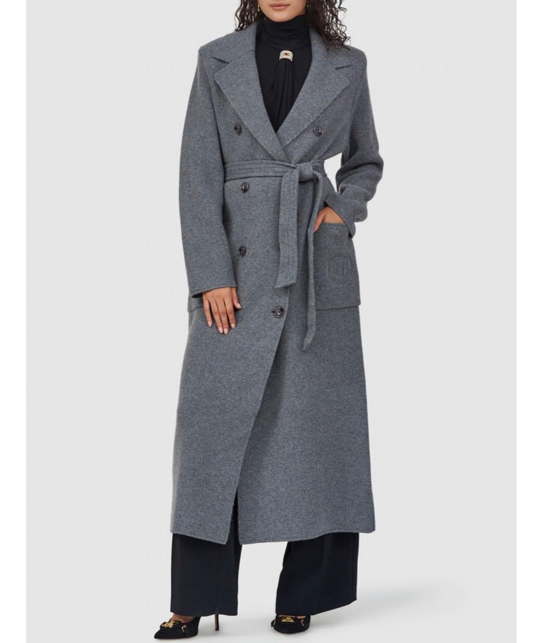 ELISABETTA FRANCHI Серое пальто, фото 8