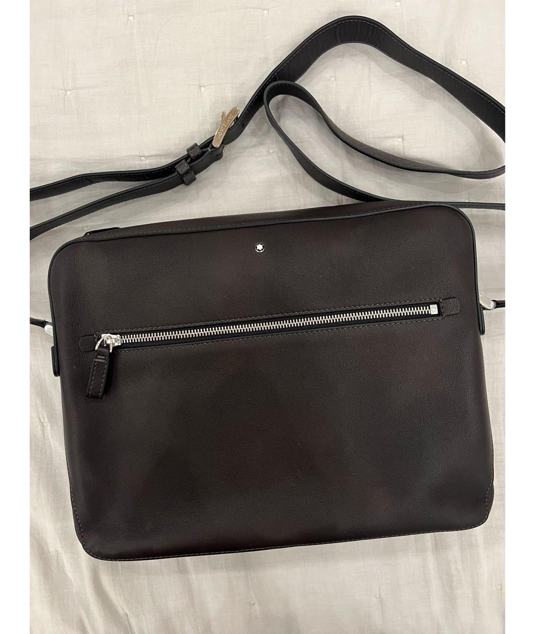 MONTBLANC Черная кожаная сумка на плечо, фото 5