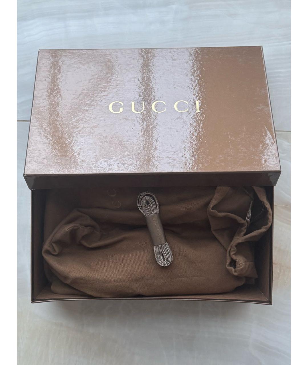 GUCCI Золотые кожаные кроссовки, фото 8