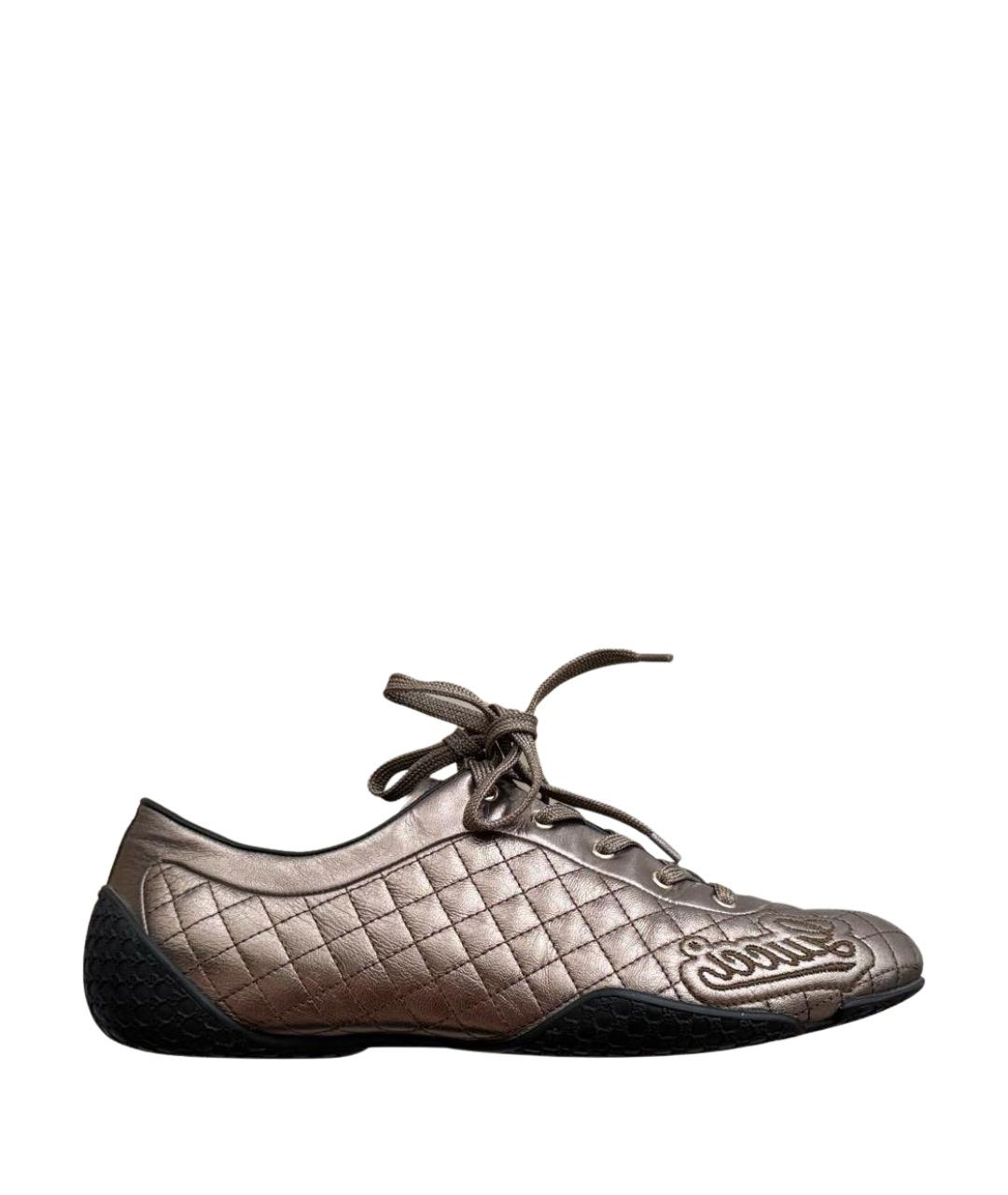 GUCCI Золотые кожаные кроссовки, фото 1