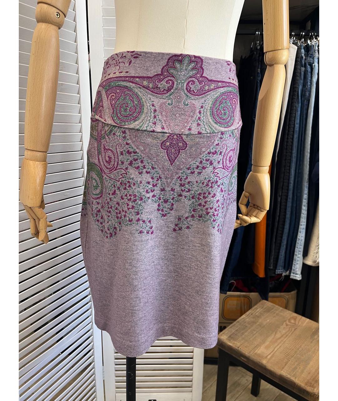 ETRO Фиолетовая шерстяная юбка миди, фото 6