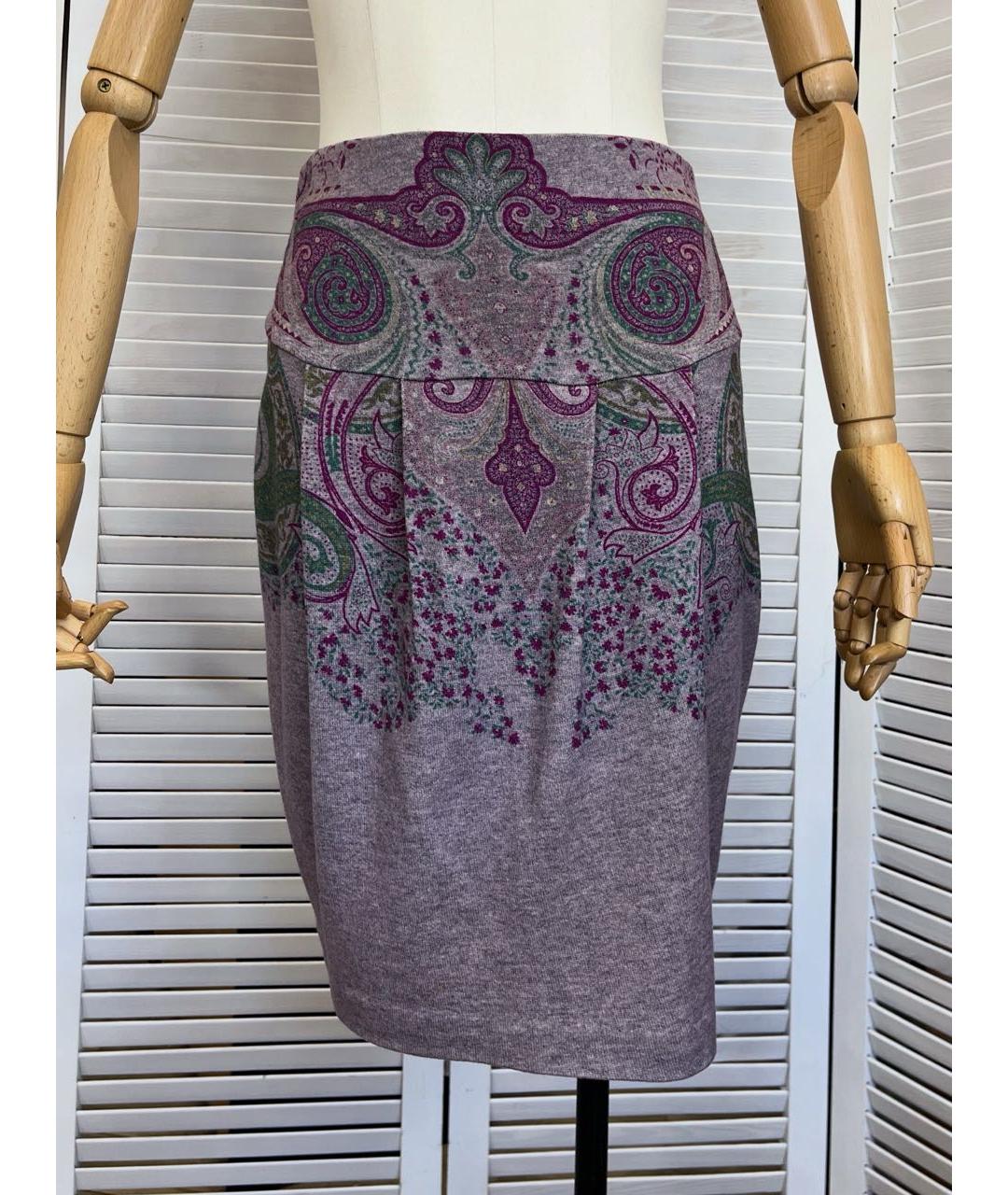 ETRO Фиолетовая шерстяная юбка миди, фото 7