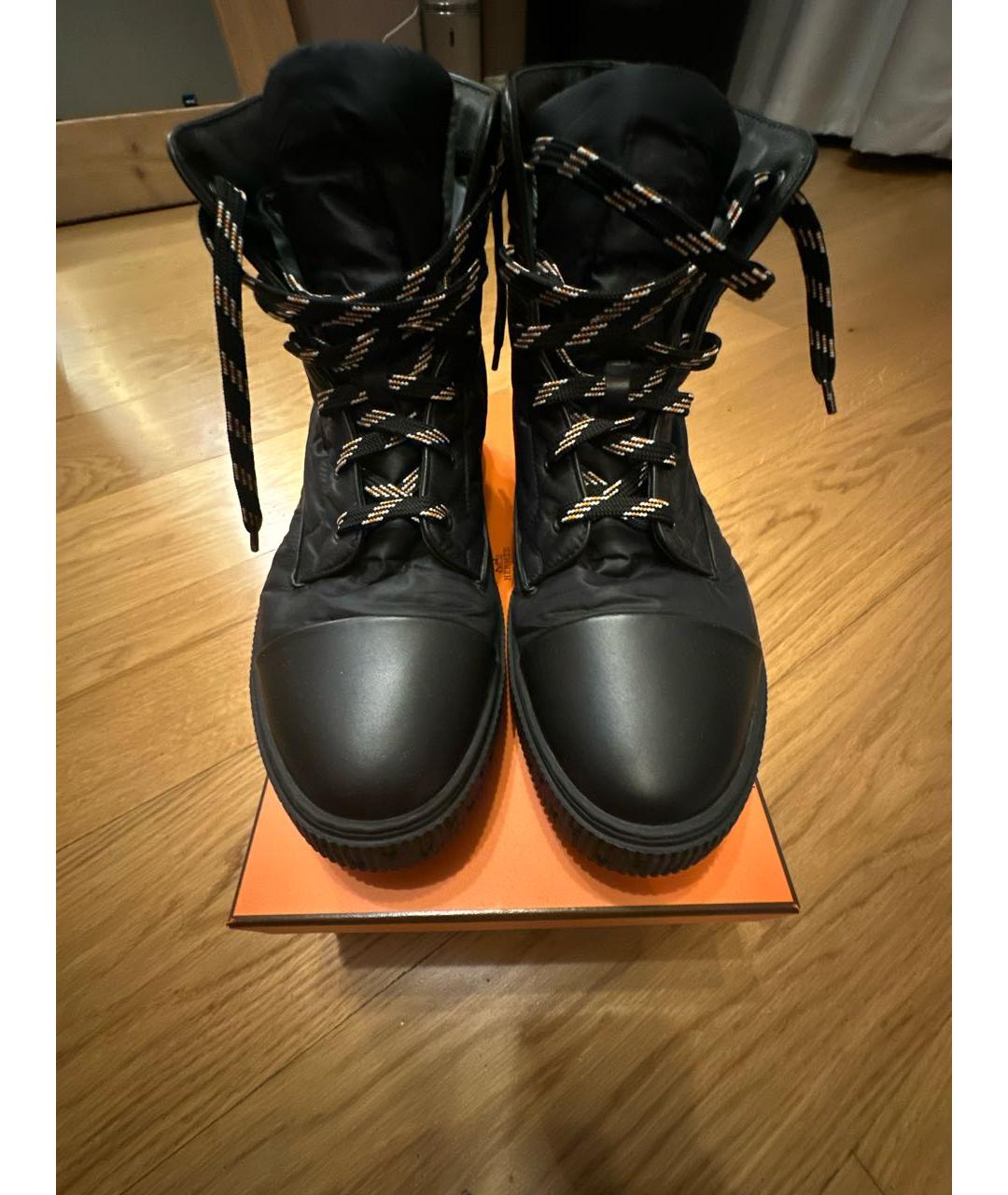 HERMES Черные кожаные высокие ботинки, фото 2