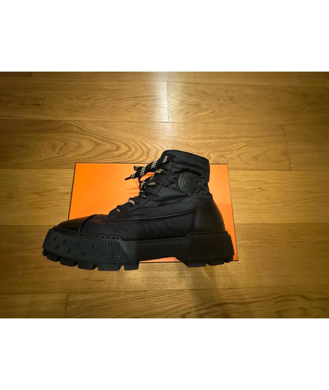 HERMES Черные кожаные высокие ботинки, фото 6