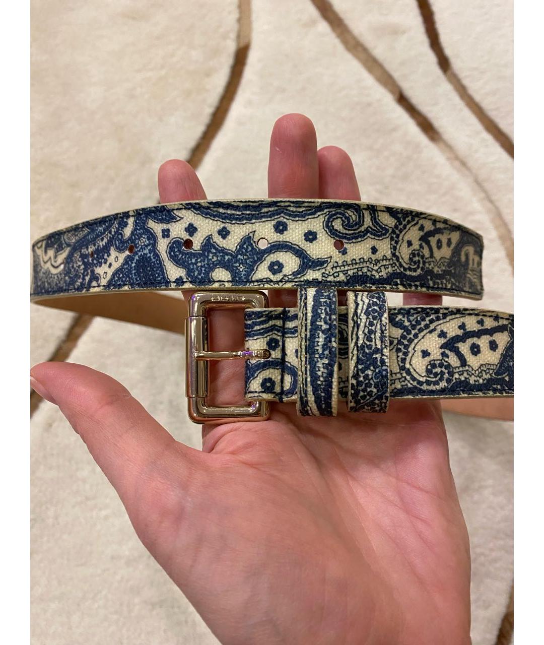 ETRO Синий кожаный ремень, фото 7