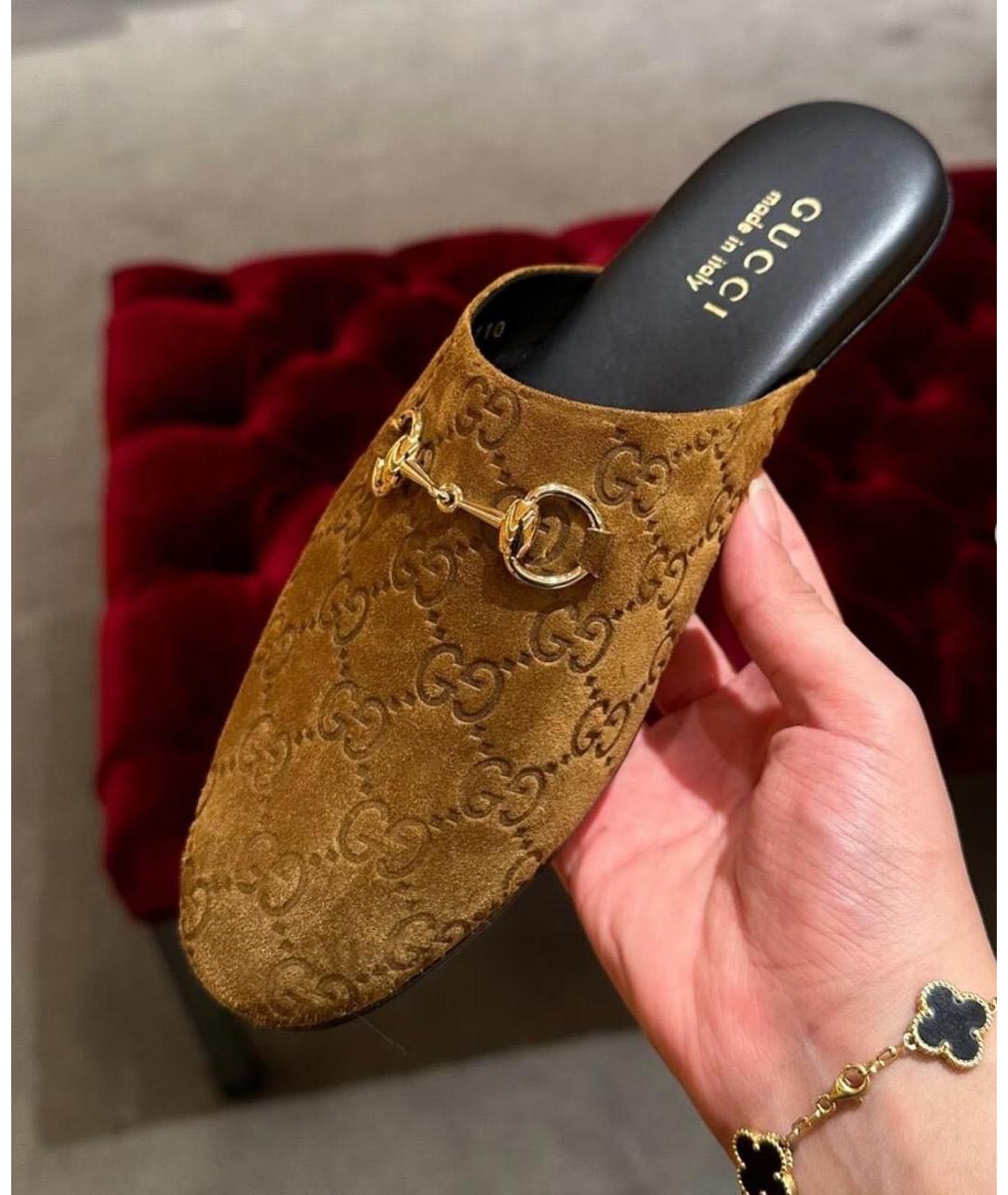 GUCCI Коричневые замшевые мюли, фото 3