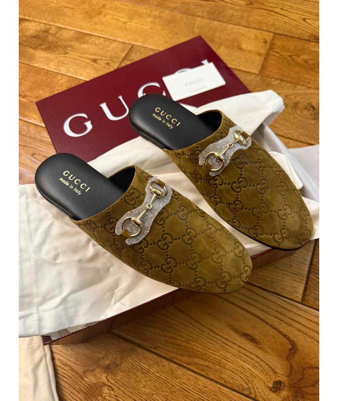 GUCCI Коричневые замшевые мюли, фото 7