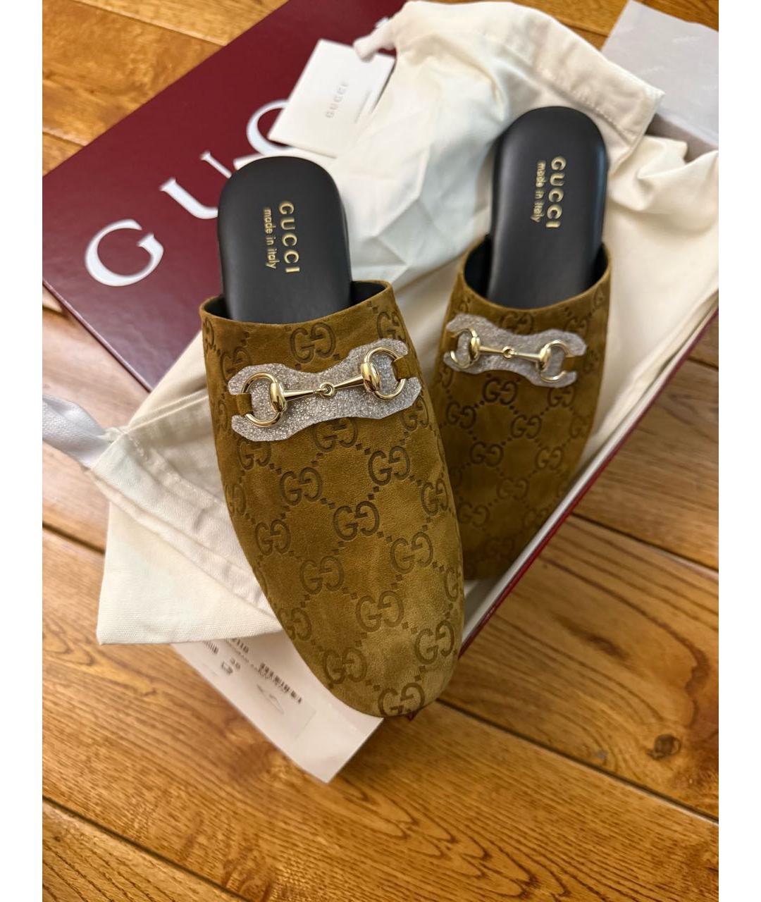 GUCCI Коричневые замшевые мюли, фото 6