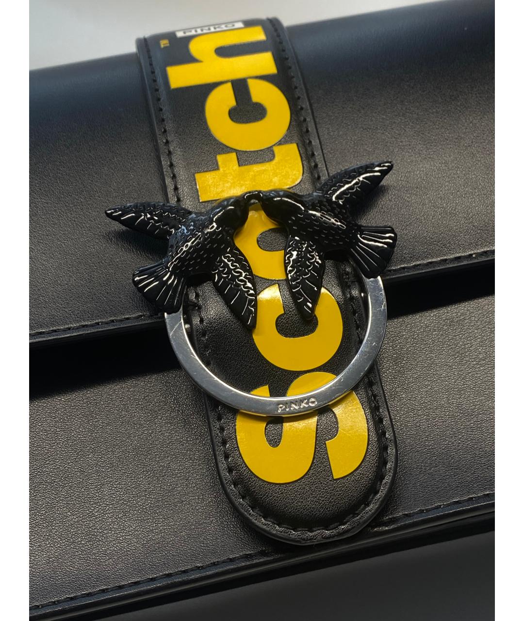 PINKO Черная кожаная сумка через плечо, фото 4