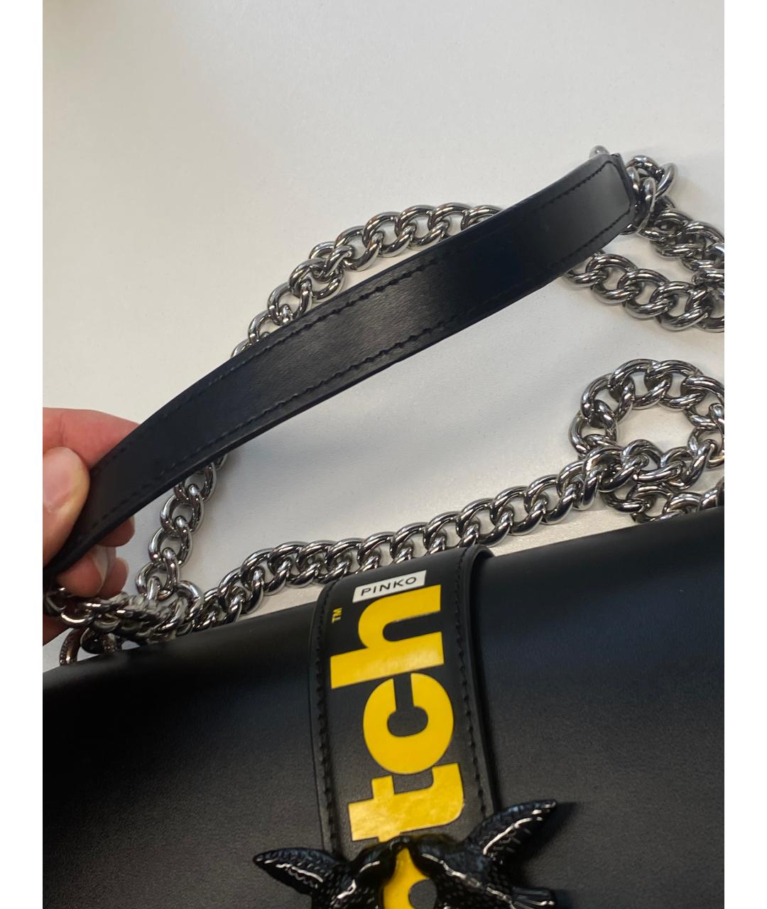 PINKO Черная кожаная сумка через плечо, фото 3