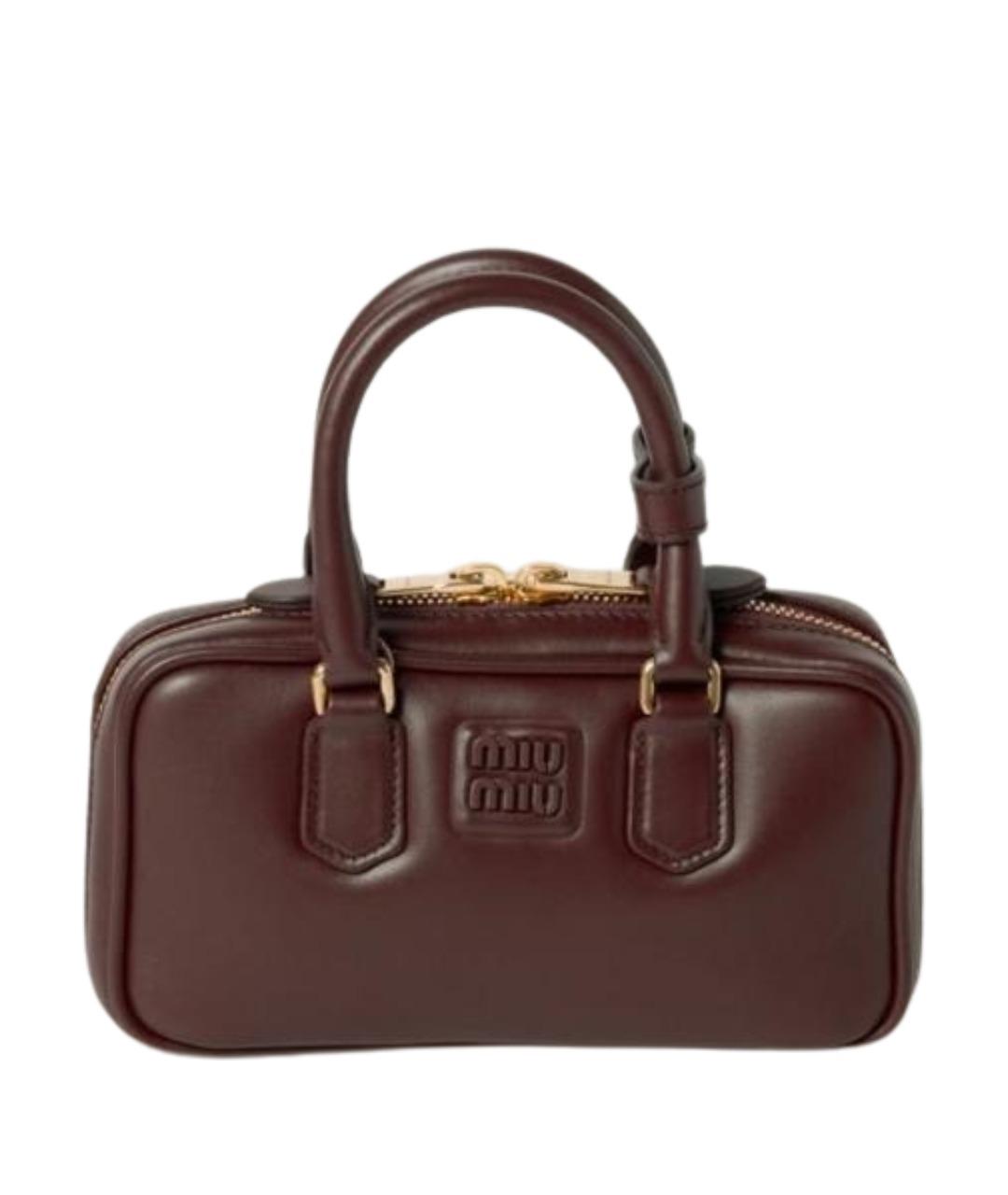 MIU MIU Коричневая кожаная сумка с короткими ручками, фото 1