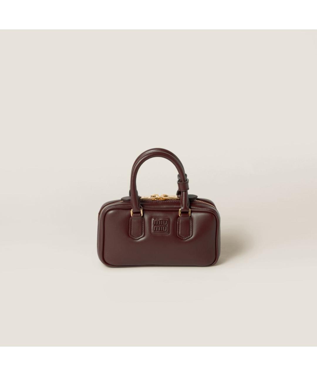 MIU MIU Коричневая кожаная сумка с короткими ручками, фото 8