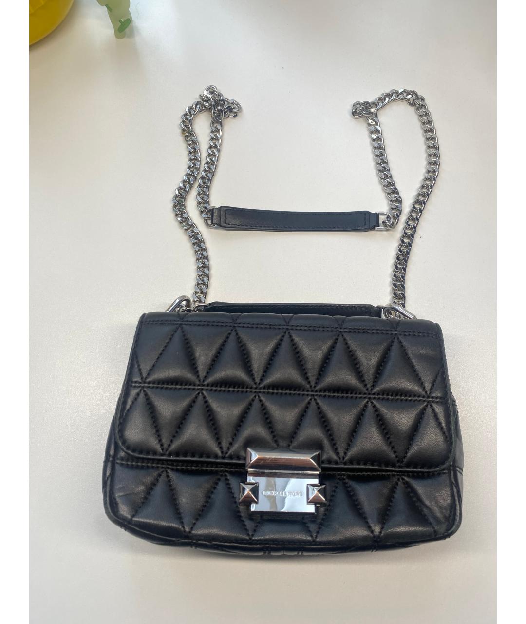 MICHAEL KORS Черная кожаная сумка через плечо, фото 2