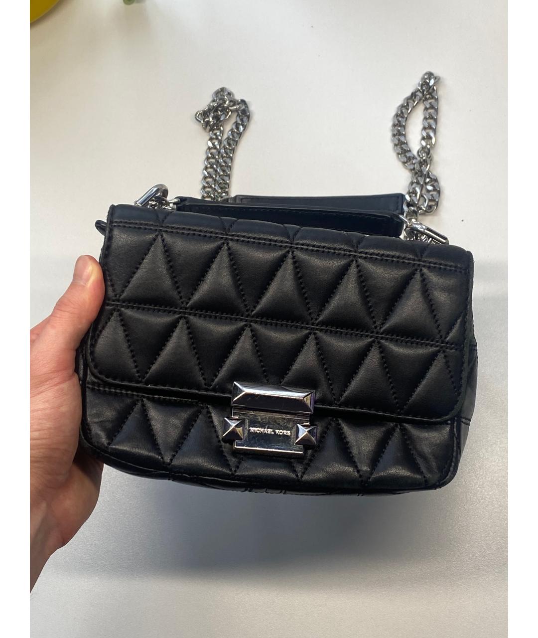 MICHAEL KORS Черная кожаная сумка через плечо, фото 3